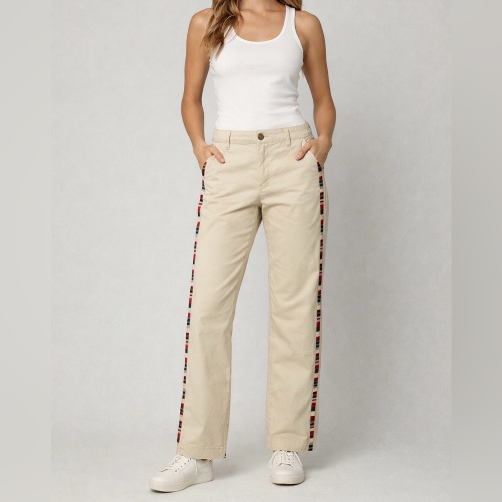 GAP Girlfriend Chino Pants Women’s 4 Cosmic Latte  Side Stripe Preppy Casual EUC